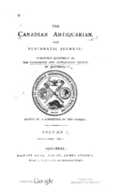 The Canadian Antiquarian and Numismatic Journal, Series 1, Vol. 01 (1872-1873)