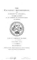 The Canadian Antiquarian and Numismatic Journal, Series 1, Vol. 07 (1878-1879)