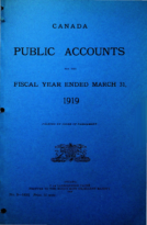 Canada Public Accounts for the Fiscal Year Ended March 31 1919