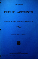 Canada Public Accounts for the Fiscal Year Ended March 31 1922