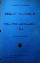 Canada Public Accounts for the Fiscal Year Ended March 31 1924