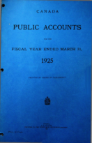 Canada Public Accounts for the Fiscal Year Ended March 31 1925