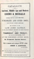 Catalogue of Coins and Medals Numismatic and Other Books and Sundry Other Articles of the Late James Rattray, Arton, John J. (1866)