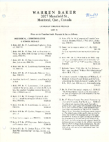 Canadian Token and Medals List no. 21, Baker, Warren (Mar 1973)