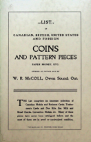 List of Canadian, British, United States and Foreign Coins and Pattern Pieces, etc, McColl, W.R. (1903)