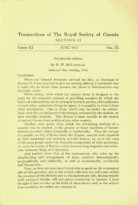 Presidential Address by R.W. McLachlan, Transactions of The Royal Society of Canada (June 1915)