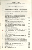 Token & Medal List no. 12, Baker, Warren (Oct 1969)