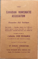 1961 Canadian Numismatic Association Convention Sale Catalogue, Canada Coin Exchange (September 1-2, 1961)