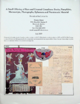 A Small Offering of Rare and Unusual Canadiana – Books, Pamphlets, Manuscripts, Photographs, Ephemera and Numismatic Material, Baker, Warren (July 2009)