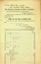 For Sale for Cash with Order the Following Collection of Coins & Tokens, Dow, John (March 30, 1903)