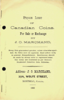Price List of Canadian Coins, For Sale or Exchange by J.O. Marchand, Marchand, J.O. (1893)