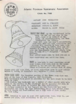 Atlantic Provinces Numismatic Association Newsletter (1969 – 1970)