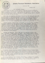 Atlantic Provinces Numismatic Association Newsletter (1975)