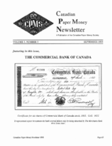 Canadian Paper Money Newsletter, Vol. 03, 3 (September 1995)