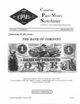 Canadian Paper Money Newsletter, Vol. 03, 4 (December 1995)