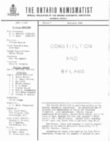 Ontario Numismatic Association Constitution and By-Laws (1968)