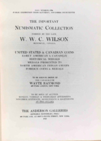 The Important Numismatic Collection formed by the late W.W.C. Wilson, sale no. 1996, Raymond, Wayte, Anderson Galleries (November 16-18, 1925)