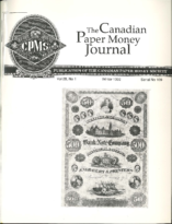 Canadian Paper Money Journal, Vol. 28, 1 (Winter 1992)