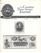 Canadian Paper Money Journal, Vol. 28, 4 (Fall 1992)