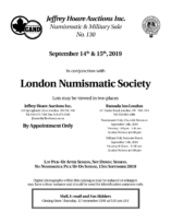 Numismatic and Military Sale No. 130 in Conjunction with London Numismatic Society, Jeffrey Hoare Auctions (September 14, 2019)