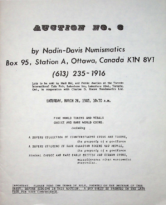 Auction 6, Nadin-Davis Numismatics (March 26, 1983)