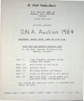 O.N.A. Auction 1984, Nadin-Davis, R. Paul (April 28, 1984)