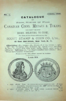 Catalogue of Rare, Scarce or Fine Candian Coins, Medals & Tokens, no. 1, Scott Stamp & Coin Co., Ltd. (January 1890)