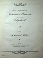 Part of the Important Numismatic Collection Formed by the late Ludger Gravel – Part I on Historical Medals, Ludger Gravel et Fils (1937)