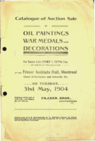 Catalogue of Auction Sale of Oil Paintings, War Medals and Decorations for Estate Late Henry J. Tiffin, Esq., Fraser Brothers, Auctioneers (May 31, 1904)