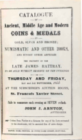 Catalogue of Coins and Medals Numismatic and Other Books and Sundry Other Articles of the Late James Rattray, Arnton, John J. (1866)