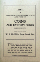 List of Canadian, British, United States and Foreign Coins and Pattern Pieces, etc, McColl, W.R. (1903)