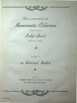 Part of the Important Numismatic Collection Formed by the late Ludger Gravel – Part I on Historical Medals, Ludger Gravel et Fils (1937)