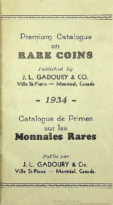 Premium Catalogue on Rare Coins, J.L. Gadoury & Co. (1934)