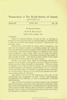 Presidential Address by R.W. McLachlan, Transactions of The Royal Society of Canada (June 1915)