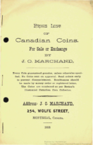 Price List of Canadian Coins, for Sale or Exchange by J.O. Marchand, Marchand, J.O. (1893)