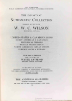 The Important Numismatic Collection Formed by the late W.W.C. Wilson, sale no. 1996, Raymond, Wayte, The Anderson Galleries (1925)